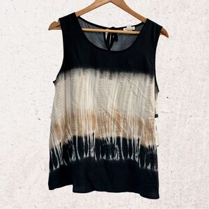 Tribal Black, Cream & Tan Ombre Scoop Tank Top